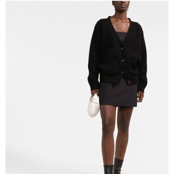 There Was One V-Neck Ribbed Cardigan in Black - Picture 2 of 4